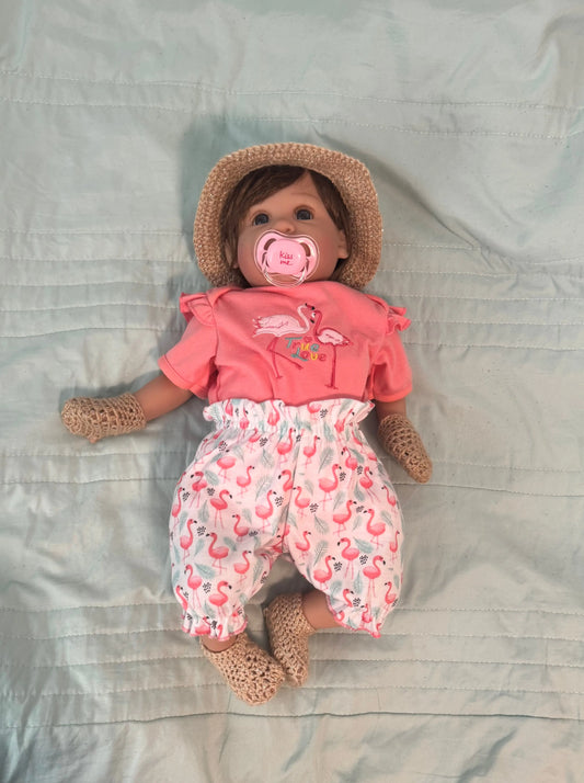 3 piece baby set light brown BlackHillsCrochet